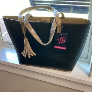 Brand black and tan tote bag